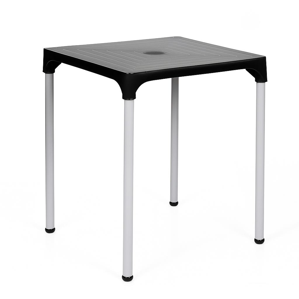 Mesa Lupe negra con patas metálicas