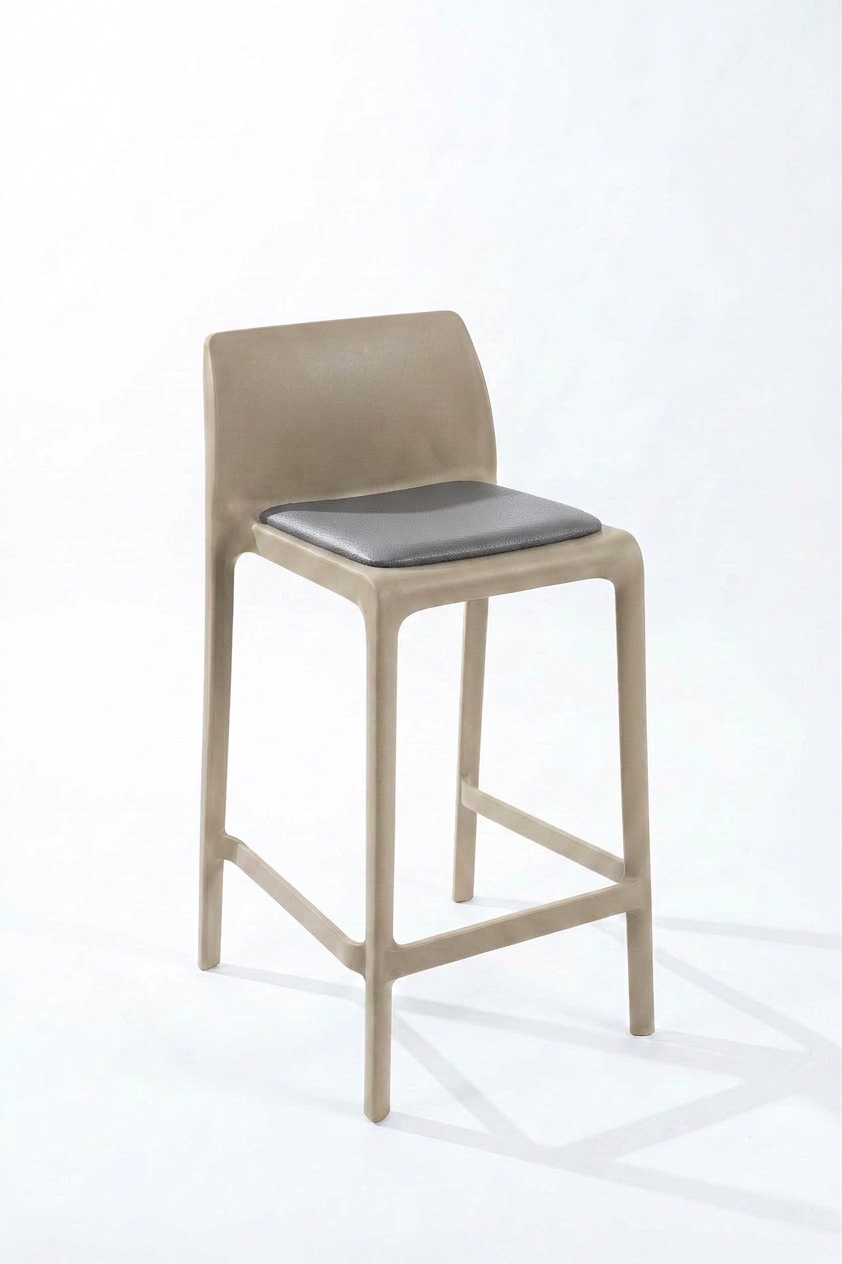 Taburete alto Nepal con asiento tapizado