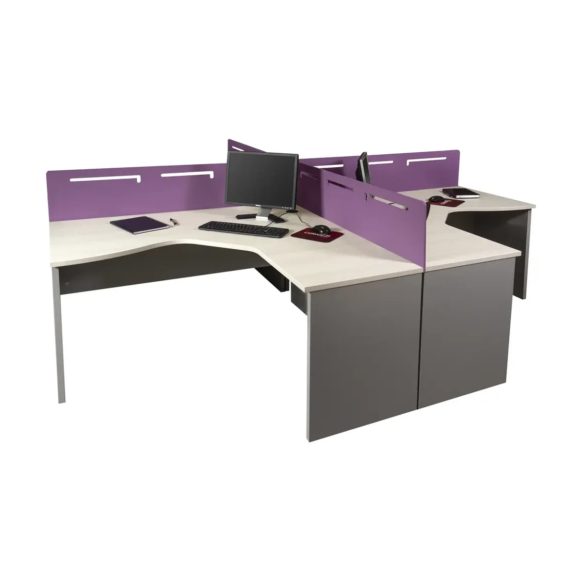 Puesto de trabajo doble - Melamina - 270 x 135 cm - ERGO - 25 mm - Oficina - Estudio - Hogar - Empresa